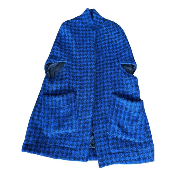 henrik vibskov Jackets & Blazers - Henrik Vibskov Royal Blue and Black Checkered Cape Sz M